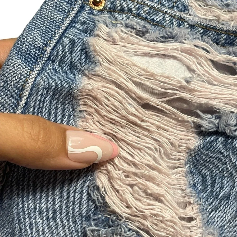 TopShop Moto Mom Distressed Denim Shorts 2